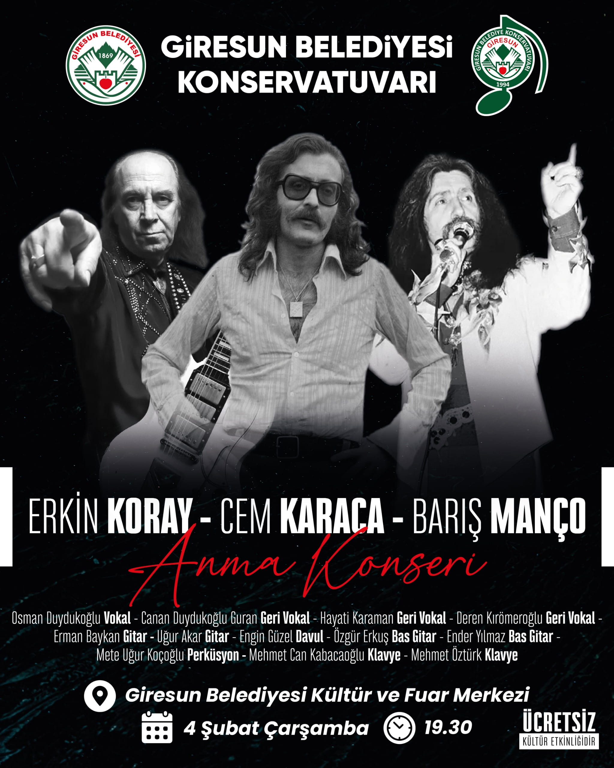 ERKİN KORAY - CEM KARACA - BARIŞ MANÇO  ANMA KONSERİ